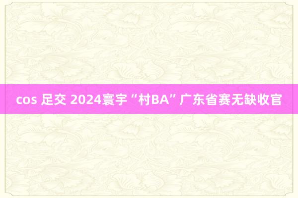 cos 足交 2024寰宇“村BA”广东省赛无缺收官