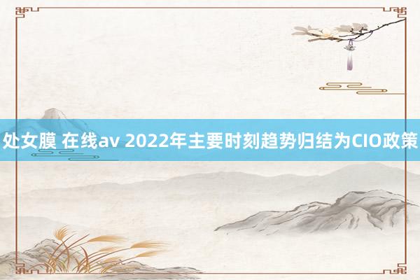 处女膜 在线av 2022年主要时刻趋势归结为CIO政策