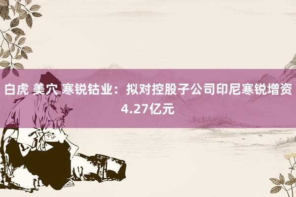 白虎 美穴 寒锐钴业：拟对控股子公司印尼寒锐增资4.27亿元