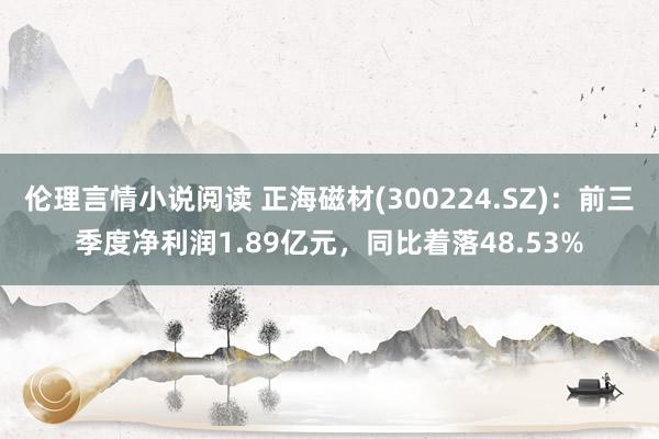 伦理言情小说阅读 正海磁材(300224.SZ)：前三季度净利润1.89亿元，同比着落48.53%