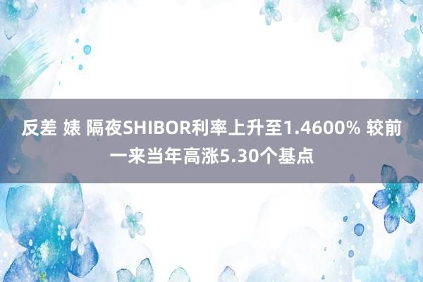 反差 婊 隔夜SHIBOR利率上升至1.4600% 较前一来当年高涨5.30个基点