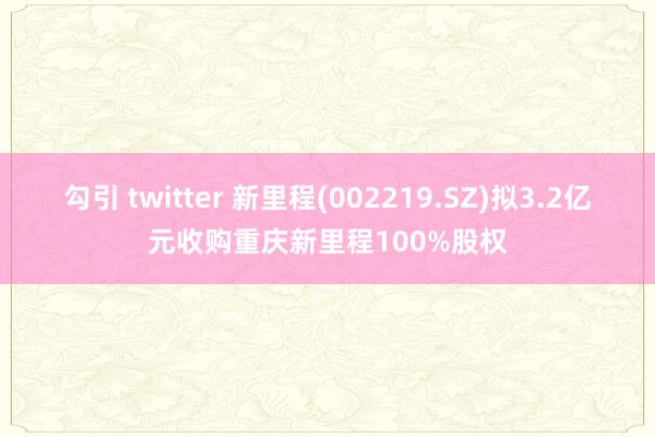 勾引 twitter 新里程(002219.SZ)拟3.2亿元收购重庆新里程100%股权