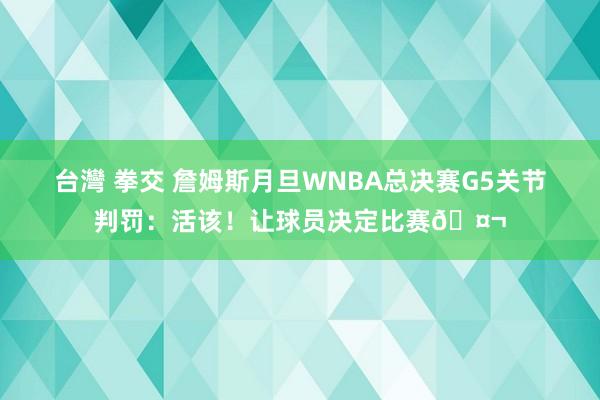 台灣 拳交 詹姆斯月旦WNBA总决赛G5关节判罚：活该！让球员决定比赛🤬