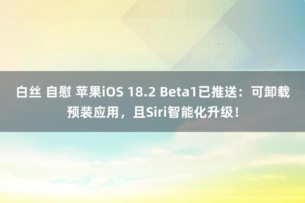 白丝 自慰 苹果iOS 18.2 Beta1已推送：可卸载预装应用，且Siri智能化升级！