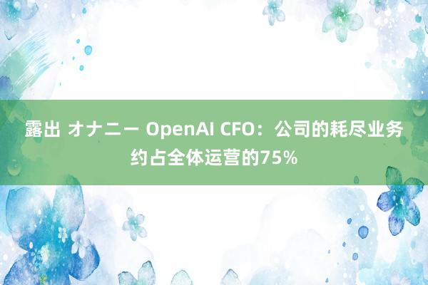 露出 オナニー OpenAI CFO：公司的耗尽业务约占全体运营的75%