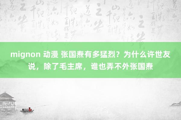 mignon 动漫 张国焘有多猛烈？为什么许世友说，除了毛主席，谁也弄不外张国焘