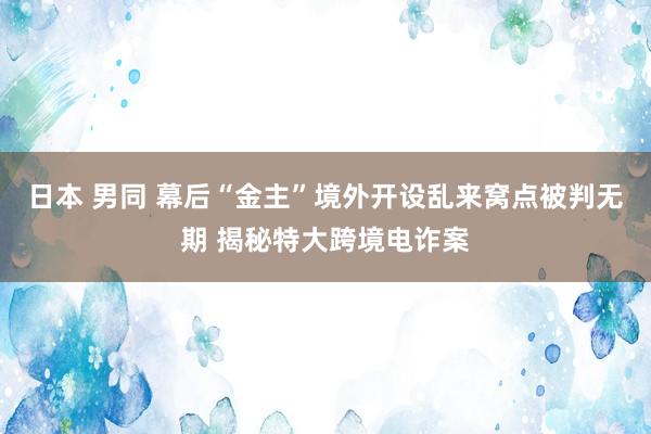 日本 男同 幕后“金主”境外开设乱来窝点被判无期 揭秘特大跨境电诈案