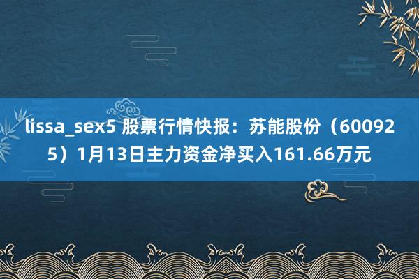 lissa_sex5 股票行情快报：苏能股份（600925）1月13日主力资金净买入161.66万元