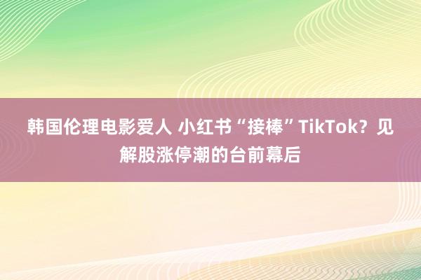 韩国伦理电影爱人 小红书“接棒”TikTok？见解股涨停潮的台前幕后